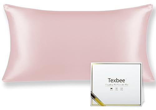 Texbee Seidenkissenbezug 40x80cm für Haar und Haut 1PC Beide Seiten Natürliche Kissenbezug Seide mit verstecktem Reißverschluss Weiche Atmungsaktive Glatte Standardgröße-Rosa