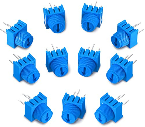 Flutesan 12 Pieces 10K Ohm Trim Potentiometer Kit with Knob Variable Resistors Breadboard Trimmer Potentiometer Assortment Kit Compatible with Arduino, Blue