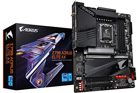 GIGABYTE Z790 AORUS Elite AX (LGA 1700/ Intel Z790/ ATX/ DDR5/ Quad M.2/ PCIe 5.0/ USB 3.2 Gen2X2 Type-C/Intel WiFi 6E/ 2.5GbE LAN/Q-Flash Plus/PCIe EZ-Latch) /Gaming Mother. Board