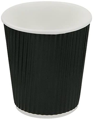 SANYGIENE 100 Gobelets Carton Noir Triple Epaisseur 240 ml (8oz) | Anti Brûlures | Boissons Très Chaudes = café, thé, chocolat, soupes | Cafétéria - Brasserie - Snack |