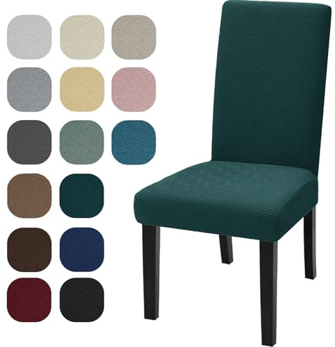 YSTELLAA Coprisedie Con Schienale 2 Pezzi, Coprisedia Elasticizzati Universal, Jacquard Fodere Sedie Soggiornoi, Fodera Sedia Antigraffio, Copertura Sedia Lavabile, Super Morbido, Verde Scuro