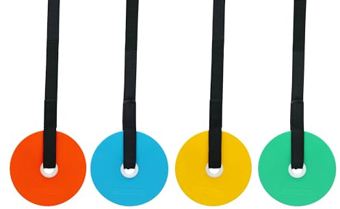 Eco Walker Disques Cibles Lot de 4 (15 cm) – Entraîneur de Précision et d'Agilité pour Football, Lacrosse, Hockey et Baseball – Sangle Réglable, Aussi Marqueurs Plats