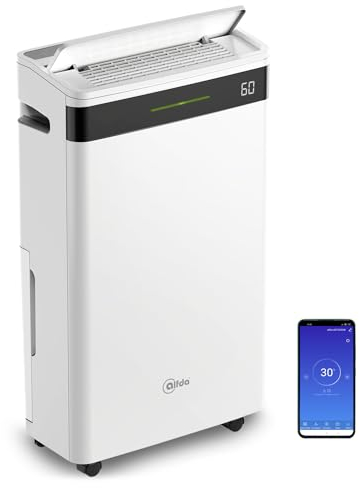 alfda AEF2000W Luftentfeuchter 20 L Tag mit App-Steuerung - elektrischer Raumentfeuchter bis 40 m² - WLAN Smart Dehumidifier für Schlafzimmer, Badezimmer & Keller - 5,5 L Tank + Ablaufschlauch