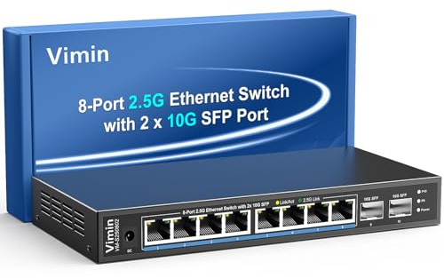 Switch di Rete Non Gestito a 10 Porte 2,5G, 8 Porte Ethernet 2,5G base-T, 2 Porte 10G SFP+, Capacità di Commutazione di 60Gbps, Montaggio su Rack, Adatto per NAS 2,5Gbps, AP wireless e PC
