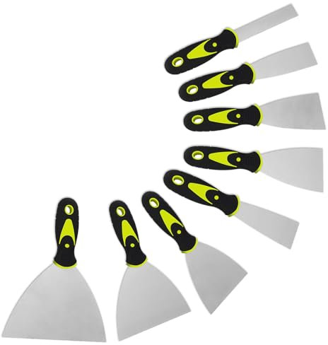 Lot de 8 spatules de peintre professionnelles en acier inoxydable - Outil pour plâtrer, réparer et rénover les murs (1/1,5/2/2,5/3/4/5/6)
