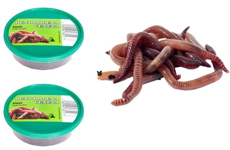 endrobena Regenwurm Rotwurm Würmer kleine größe ca. 60 Stück 2 Dose Lebendfutter, Angelköder, Haustierfutter, Reptilienfutter