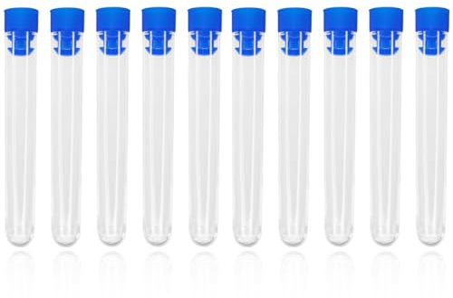 BOPRKTM 10 Stück 11 x 1.5CM Probenbehälter Reagenzglas,Reagenzglas mit schraubverschluss Reagenzglas Kunststoff Zentrifugenröhrchen, mit Schraubverschluss und Abgestuften für Labor Chemie Experimente
