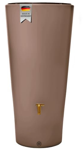 4rain Vaso 2in1 Regentonne 220 Liter Taupe inkl. Pflanzschale - Regenwassertank, Regenwassertonne, Wasserbehälter, Wassertonne für Garten, Regenwassersammler, Regenfass, Wasserfass, Wassertonne
