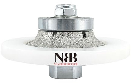 NBB Fresas para corte de chaflanes de diamante Rueda perfiladora diamante con guía cubierta más grande y M14 broca para perfilar porcelana baldosa cerámica granito mármol piedra (Half-Bullnose B10)