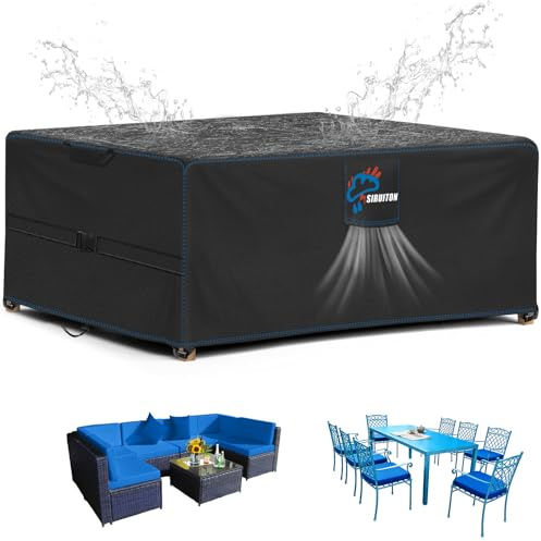 SIRUITON Funda Protectora para Muebles de jardín,con Aberturas de ventilación,Impermeable,Cortaviento,Resistente a los Rayos UV,Resistente al desgarro,Oxford 520D(220x140x74cm)
