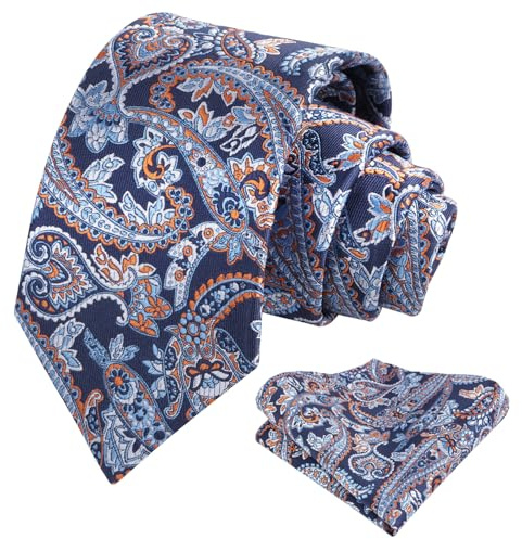 Alizeal Cravate et mouchoir de poche pour homme Motif cachemire