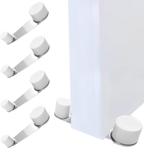 Tope de Puerta Giratorio Adhesivo – Topes para Puertas Suelo con Retenedor – Sujeta Puertas Suelo Antigolpes – Pack de 4 Unidades Blanco – Instalación Fácil sin Taladro