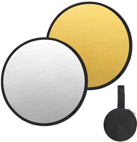 PATIKIL 12/30cm Reflector Photography, 2 in 1 Collapsible Light Reflector with Bag Multi-Disc Light Diffuser for Studio Outdoor, Gold/Silver