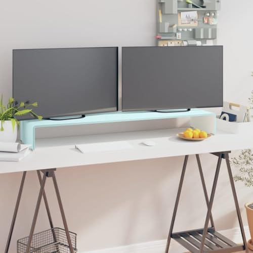 KTHLBRH TV-Aufsatz/Monitorerhöhung Glas Grün Sideboard hängend lowboard Fernseher Tisch Fernsehtisch 110x30x13 cm