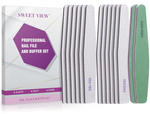 Set di lime per unghie e buffer per unghie naturali, gel e acriliche, kit professionale di lime e blocchi di lucidatura (grana 100/180/240/1000/4000)