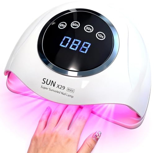 Lampada UV LED per unghie da 500 W, asciugatore per smalto gel con 90 perline luminose, touchscreen con 4 timer e sensore automatico, ideale per saloni domestici