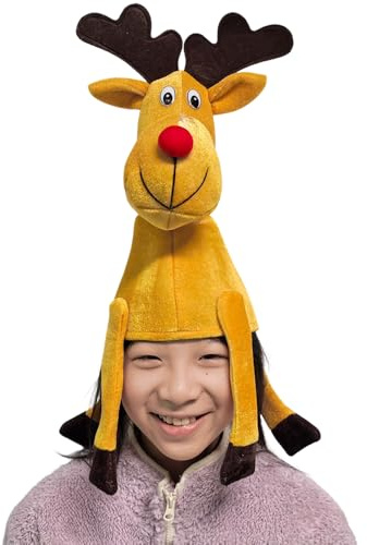 Ram® Christmas Reindeer Hat, Adult Size, Red Nosed, Novelty Fancy Dress Costume Accessory, Xmas Theme