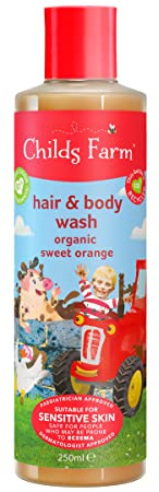 Childs Farm | Kids Hair & Body Wash 250ml | Organic Sweet Orange | Gently Cleanses | Suitable Dry, Sensitive & Eczema-prone Skin