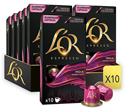 L'OR Origins India Intensity 10 cápsulas de café compatibles con Nespresso (paquete de 10, total de 100 cápsulas de café)