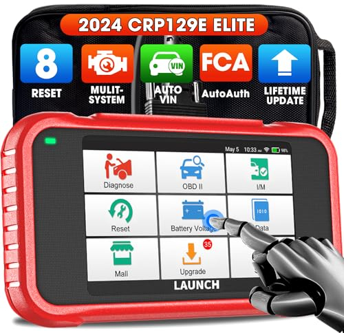 LAUNCH CRP129E V2.0 OBD2 Scanner, 4 System ENGINE/ABS/SRS/AT Car Diagnostic Tool, 12 Reset Service, TPMS/Oil/EPB/SAS/DPF/BMS/Throttle Reset, Injector Coding,Lifetime Update,Auto Vin OBD2 Code Reader