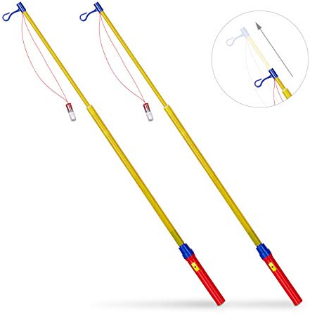 Relaxdays Porte-lampion électrique en lot de 2, 50-74 cm de long, bâton à lanterne avec LED, enfants, piles, multicolore, Adulte unisexe, 10027073, 1 pièce