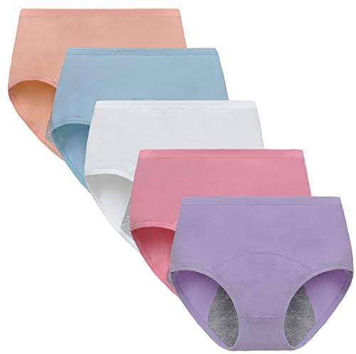 Anntry Chicas Grandes Algodón de protección Período Menstrual Bragas Adolescentes Malla Respirable Bragas a Prueba de Fugas Mujer (M, Estilo2)