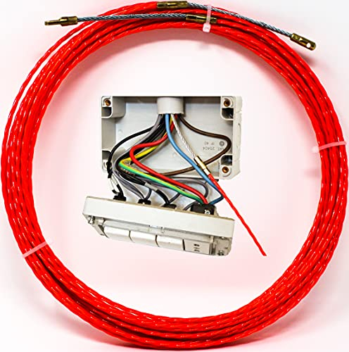 Guía pasacables profesional 15m 3mm Ø,DIÁMETRO ADECUADO para sistemas civiles anteriores a 1980, tuberías de 16-20 Ø insertador cables definitivo para sistemas saturados y tuberías con curvas cerradas