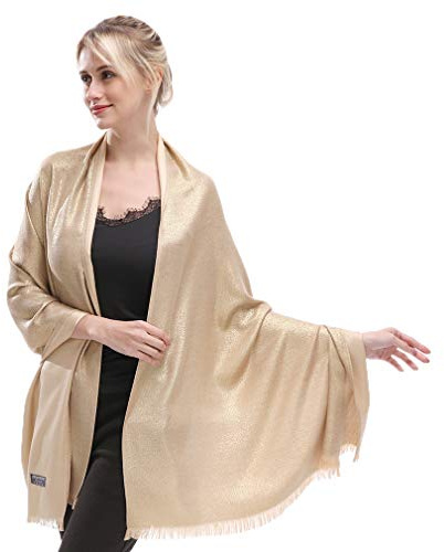 KAVINGKALY Écharpe Douce pour Femmes en Pashmina et Châles et Drapés aux Couleurs Chatoyantes pour Les Mariages (Or2)