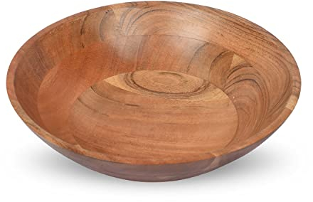 Samhita Servierschale aus Akazienholz, Obstschale, freundlich und perfekt für Salat, Gemüse und Obst, einzelne Salatschüssel (25,4 x 25,4 x 7,62 cm)