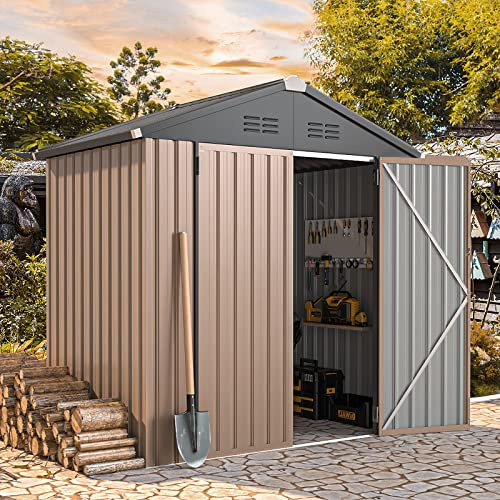 AECOJOY 6x4 Shed, Small Outdoor Metal Storage Sheds & Outdoor Storage Clearance, 4x6 Utility and Tool Garden Shed with Lockable Doors for Backyard, Patio, Outside Use