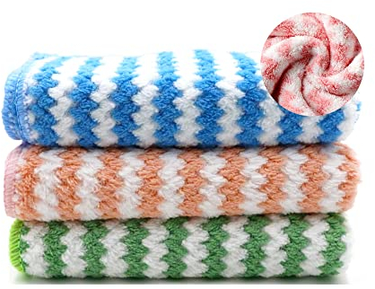 3 Pezzi Panno per Pulizia in Microfibra, Asciugamani per Pulizia Multiuso 30 × 40 cm, Panno per Pulizia in Microfibra Riutilizzabile per la Pulizia dell'Auto della Casa della Cucina