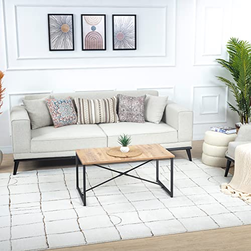 Livabliss Boden Wohnzimmer Boho, großer Schlafzimmer 200x275 cm - e für Esszimmer mit geometrischem Muster, Skandinavischer Wohnzimmer modern in Orange, Braun, Creme