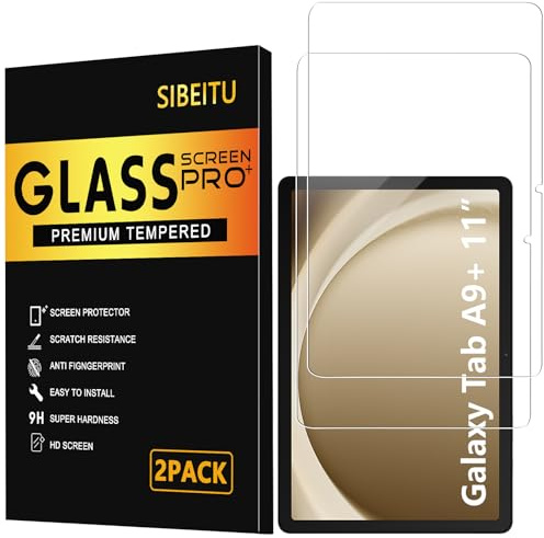 SIBEITU 2 Pack Screen Protector for Samsung Galaxy Tab A9 Plus 11 Inch 2023, HD 9H Hardness Tempered Glass Film for Galaxy Tab A9+ 5G (SM-X210/X216/X218), Anit Scratch & Case Friendly