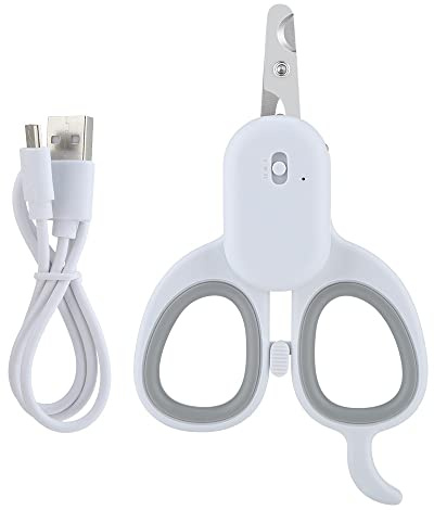 UNbit Nail Clippers Pet Nail Clippers USB Charging Blood-Proof Line LED Light to Illuminate Stainless Steel Nail Scissors for Cat Dog Claw Cutter Scissors