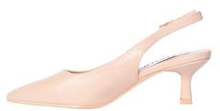 Scarpe Donna con Tacco Basso 4,5cm Comodo Slingback Eco Pelle a Punta Chiusa Decolletè con Cinturino (Nude, 39)