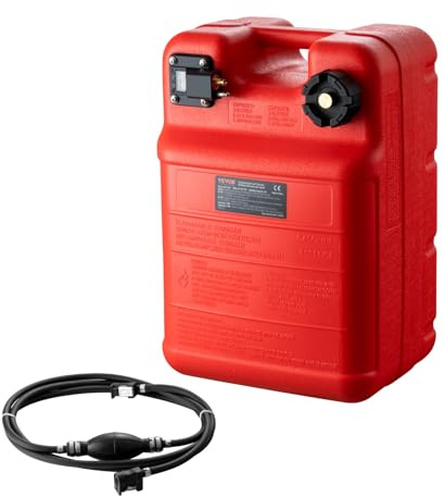 VEVOR Marine Tank, 6.34-Gallon/24-L Portable Tank with 9.8ft Hose, Gauge for Outboard Engine, Yacht, Fishing, Deck Boat, Red