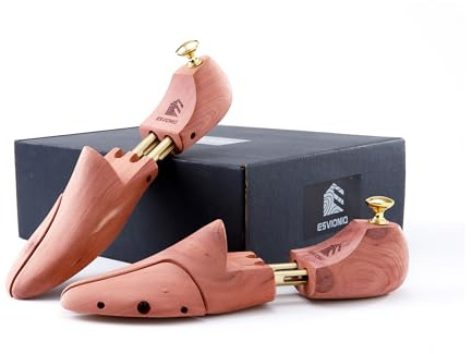 Esvioniq Herren Zedernholz Schuhspanner,verstellbare Holz Schuhspanner für Männer,Rote Zedernholz Schuhdehner mit Doppelschläuchen (1 Paar, EU 44-45)