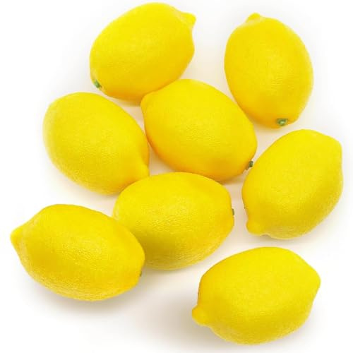 CHAOTEMAI 8 Pezzi Finti Limone Frutta Finta Frutta Artificiale Fresca Artificiale Limone Giallo Decorazione per la Cucina Decorazione da Tavolo Ghirlanda Natalizia Decorativo Ciotola di Frutta (Giallo