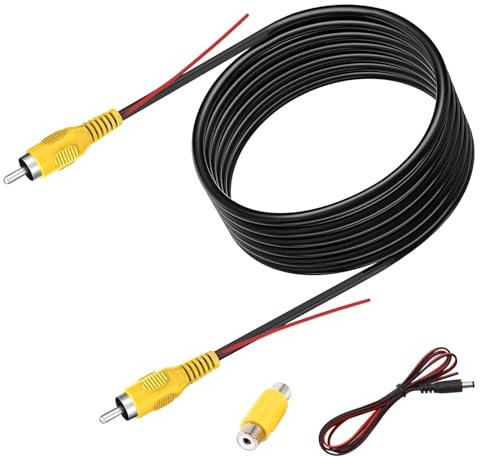 OCCOUMR 10M Rückfahrkamera-Verlängerungskabel, verbessertes doppelt abgeschirmtes RCA-Videokabel mit gelber RCA-Videobuchse zu Buchse und Stromkabel für Monitor und Rückfahrkamera