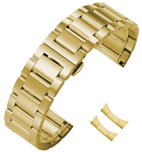 Aoeiwv Metall Uhrenarmband Edelstahl Armband Ersatzarmband für Herren und Damen,Massivem Stahl Poliert Metallarmband 14mm 15mm 16mm 17mm 18mm 19mm 20mm 21mm 22mm 23mm 24mm