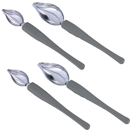 PartyKindom 4 Pezzi cucchiaio da piping scanalato cucchiai di cioccolato cucchiaino miscelazione cucchiaio da cuoco cucchiaio di salsa Acciaio inossidabile Argento