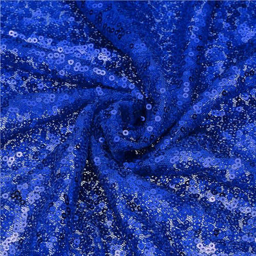 sourcing map Blue Sequin Fabric, by the Yard, 1 Yard Length 4.3ft Wide Sequin Velvet Fabric Shiny Sparkly Cloth for DIY Sewing, Dress, Backdrop, Tablecloth, Table Runner
