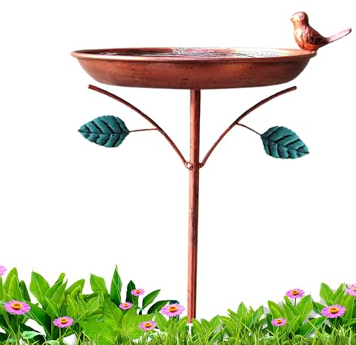 Sucritude Bebedero para Pájaros Exterior,Fuente De Metal para Aves - Cuenco Independiente Vintage, Bebedero de Agua Decoración de Jardín para Área Exterior Patio Césped Paisaje y Terraza en el