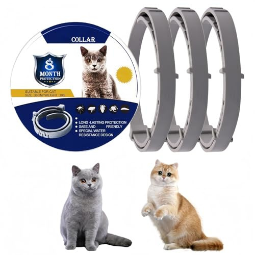 3 Pack Cat Collar,Cat Collar with Natural Essential Oils,Safe Adjustable Collars,Natural Essential Oils Collars for Prevention,Waterproof & Adjustable,16-Month Protection,Safe for Cats Over 7 Weeks