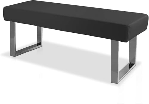 JIEXI Modern Upholstered Dining Bench, Corner Bedroom Bench with Metal Legs, PU Leather Bench for Entryway, Kitchen, Living Room (140CM Black)