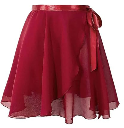 MIRKUZI Jupes de danse femme, 1 Jupe de ballet/jupe de danse pour femme, jupe de ballet moulante transparente avec ceinture ajustable, adaptée à la danse et à la gymnastique (bordeaux)