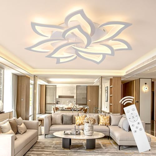 Tetipa LED Deckenleuchte Dimmbar, 45-65W Schlafzimmer mit Fernbedienung und APP, Wohnzimmerlampe Deckenlampe moderne Deckenbeleuchtung Deckenbeleuchtung Kronleuchter Dimming Lampe Ceiling