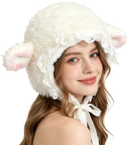 Gorro De Disfraz De Oveja De Dibujos Animados - Gorro De Animal De Felpa Su