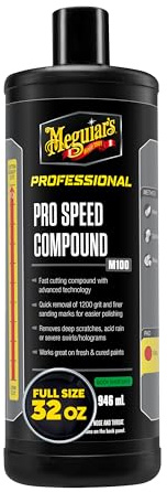 Meguiar's Pro Speed Compound M10032, Fast-Cutting Rubbing Compound for Cars, Offers Heavy Scratch and Swirl Removal, Professional Car Polish, Car Compound Removes up to 1200 Grit Sanding Marks, 32 Oz