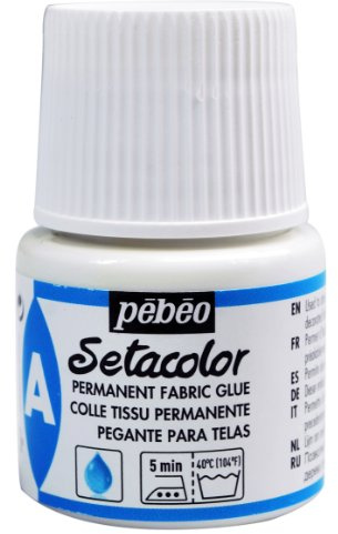 Pebeo Setacolor Fabric Paint Auxiliary Permanent Fabric Glue 45-Milliliter Bottle,White